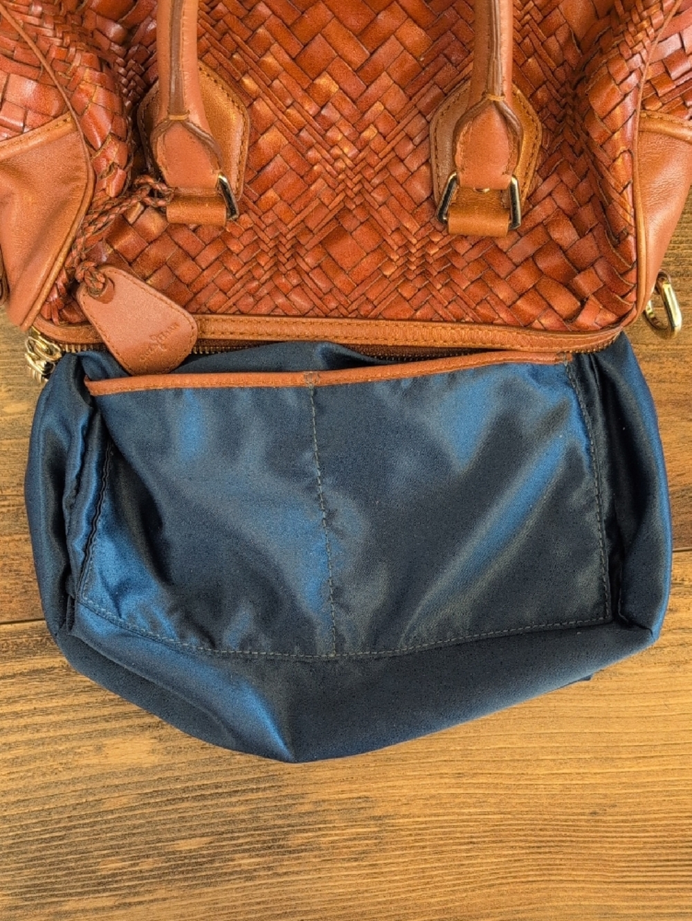 Cole Haan Woven Leather Satchel Boston Handbag M354 - Picture 12 of 15